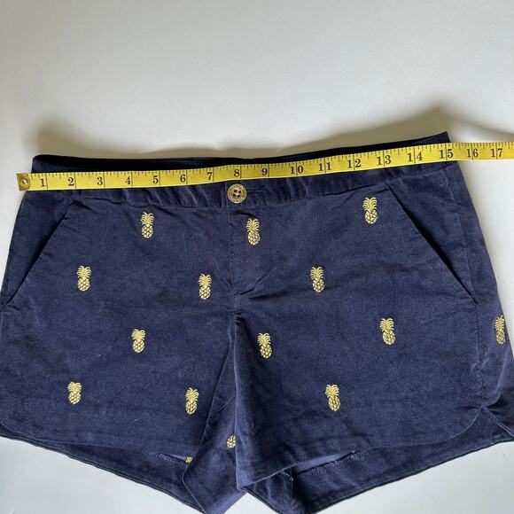 Lilly Pulitzer Navy Velvet Adie Shorts Embroidered Pineapple 2 Coastal Preppy - Picture 11 of 13